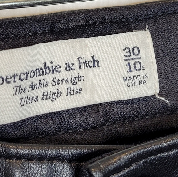Abercrombie Fitch Vegan Leather Ankle Straight Ultra High Rise Pants 10S Black - Picture 5 of 5
